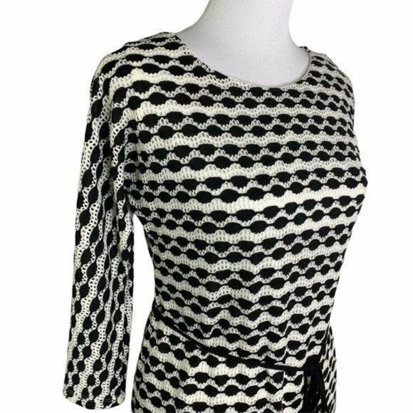 Sandra Darren Black White Lace Long Sleeve Dress - Picture 3 of 9